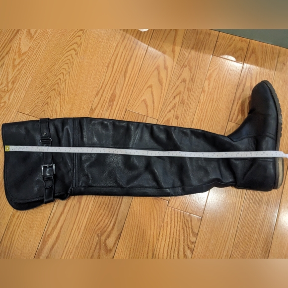 Over the knee Black leather Boots US 7 - Picture 8 of 10